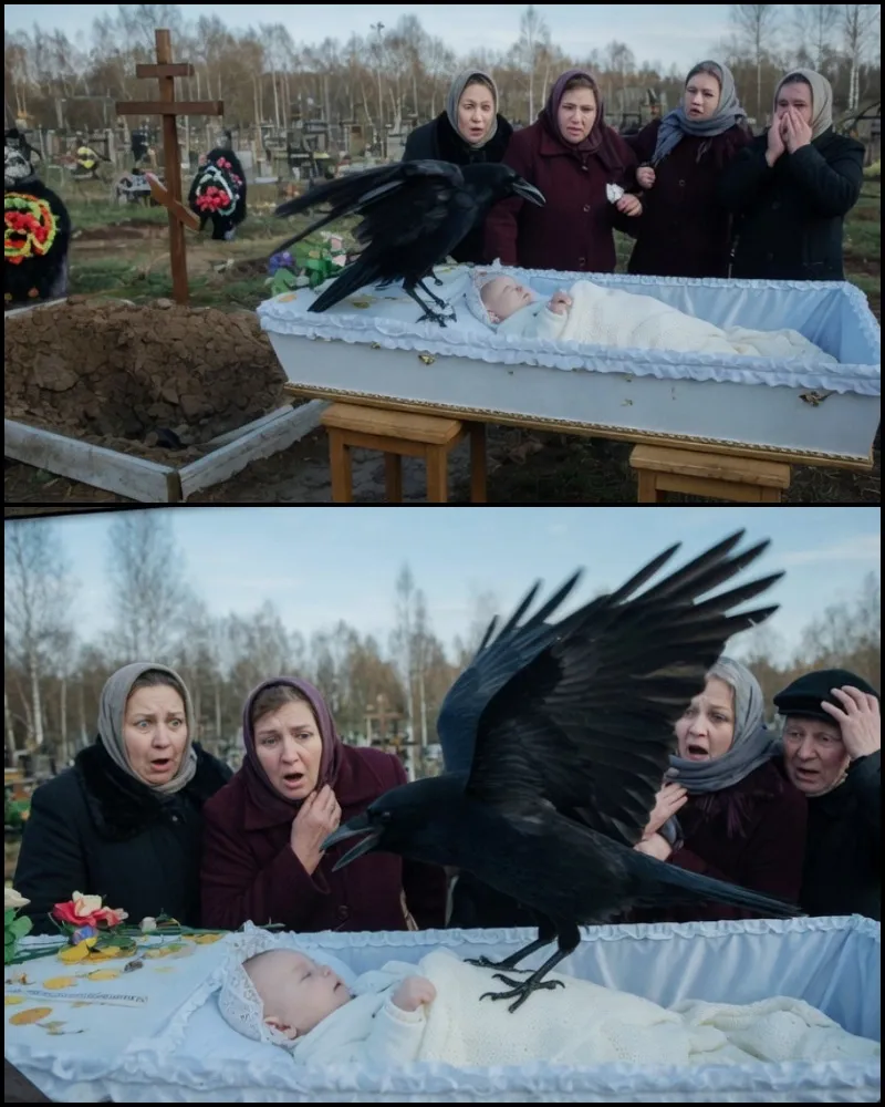 Жалобна церемонія несподівано змінилася, коли на труну сіла чорна птаха 1 Жалобна церемонія несподівано змінилася, коли на труну сіла чорна птаха | 19 Травня, 2026