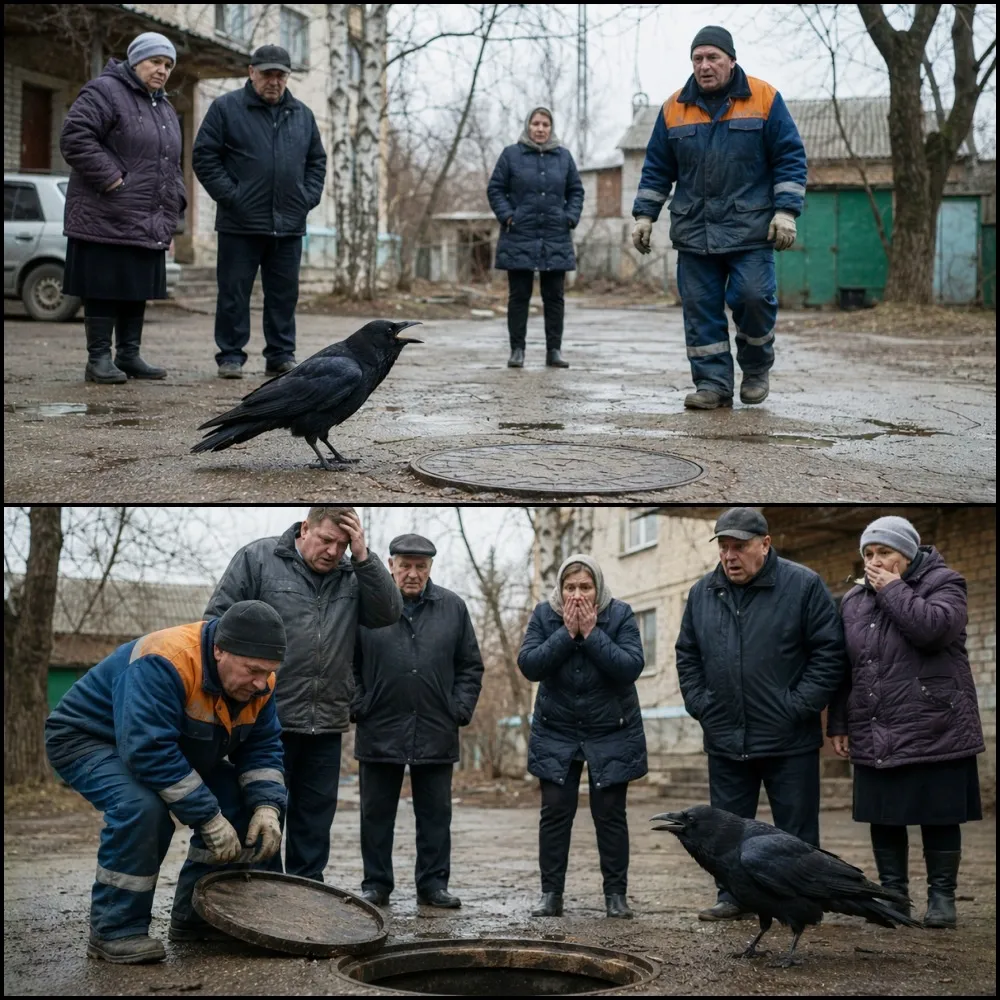 Ворона три дня каркала у одного люка во дворе. Когда его вскрыли — все стихли от шока… 1 Ворона три дня каркала у одного люка во дворе. Когда его вскрыли — все стихли от шока… | 21 июня, 2026