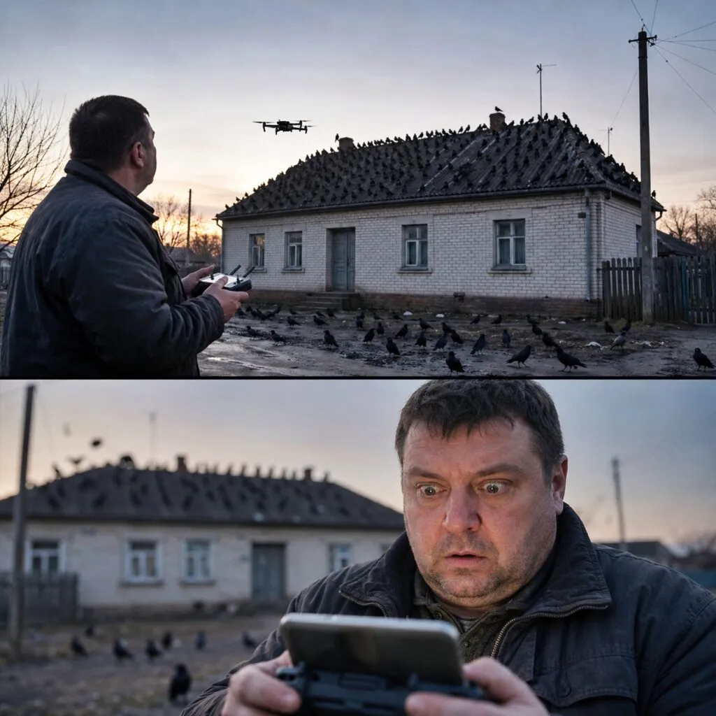 Каждое утро ровно в 06:15 сотни черных ворон слетались на крышу одного и того же дома в селе, соблюдая абсолютную, мертвую тишину. Сосед решил запустить дрон, чтобы посмотреть, что их так привлекает 1 103