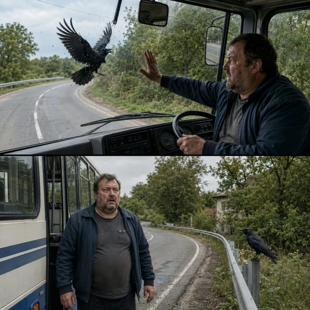 Ворона три дня билась в стекло автобуса на одном повороте. Водитель отмахивался — а потом вышел 1 11 1