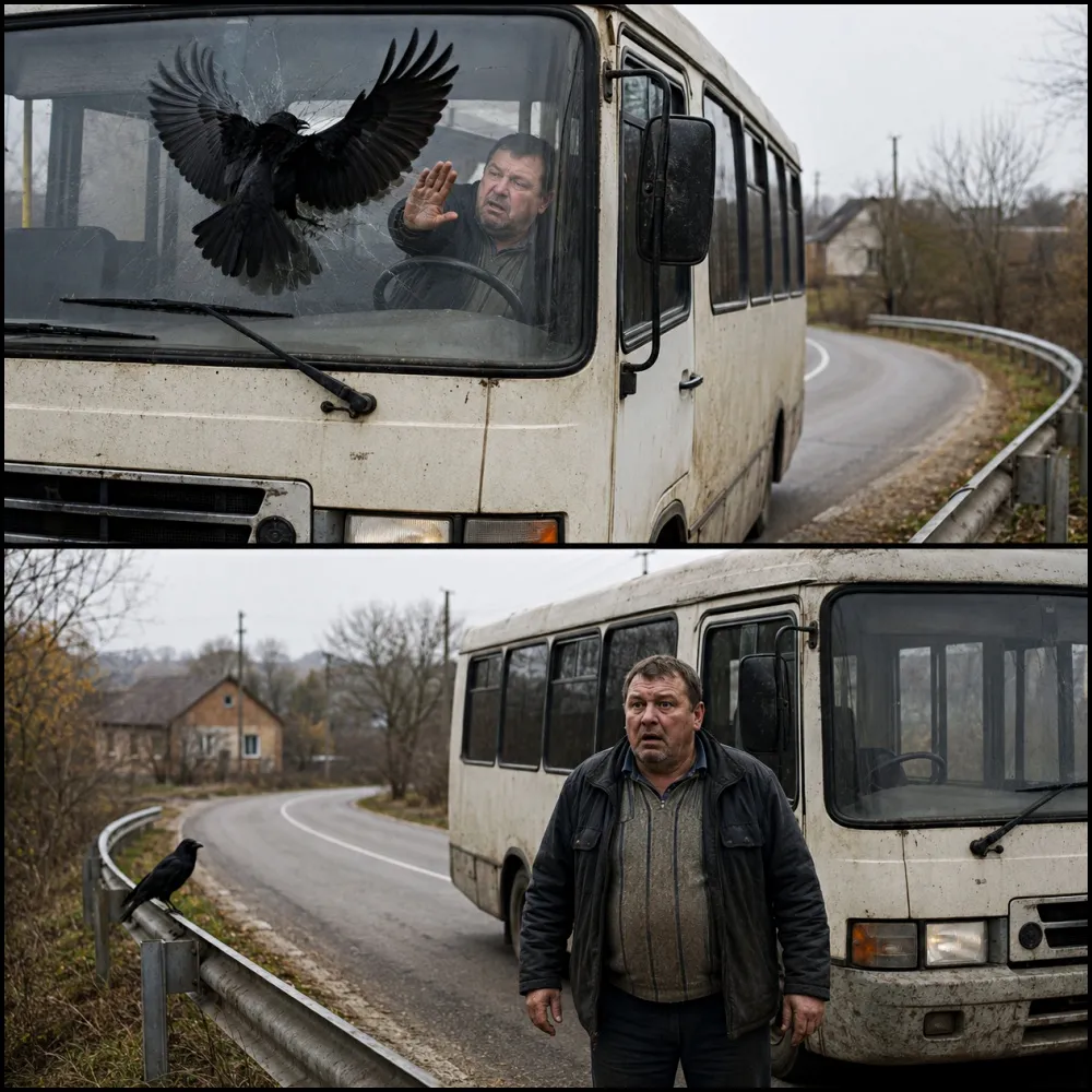 Ворона три дні билася в скло автобуса на одному повороті. Водій відмахувався — а потім вийшов 1 13 2
