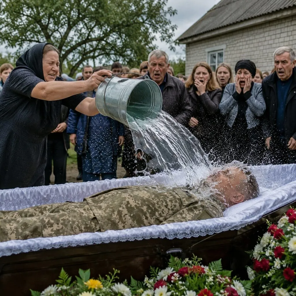 Во время прощания женщина неожиданно облила мужа содержимым ведра, а через секунду присутствующие заметили нечто странное 1 11 1
